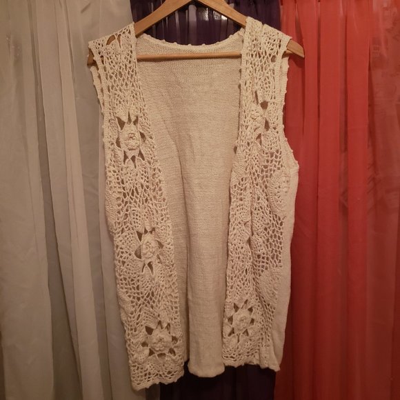 White Crochet Vest - Picture 1 of 4